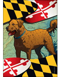 Maryland Flag with Chesapeake Bay Retriever Banner