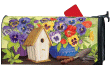 Pretty Pansy And Birdhouse Mailbox Cover