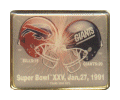 Super Bowl 25 Dueling Helmets Stamp Pin